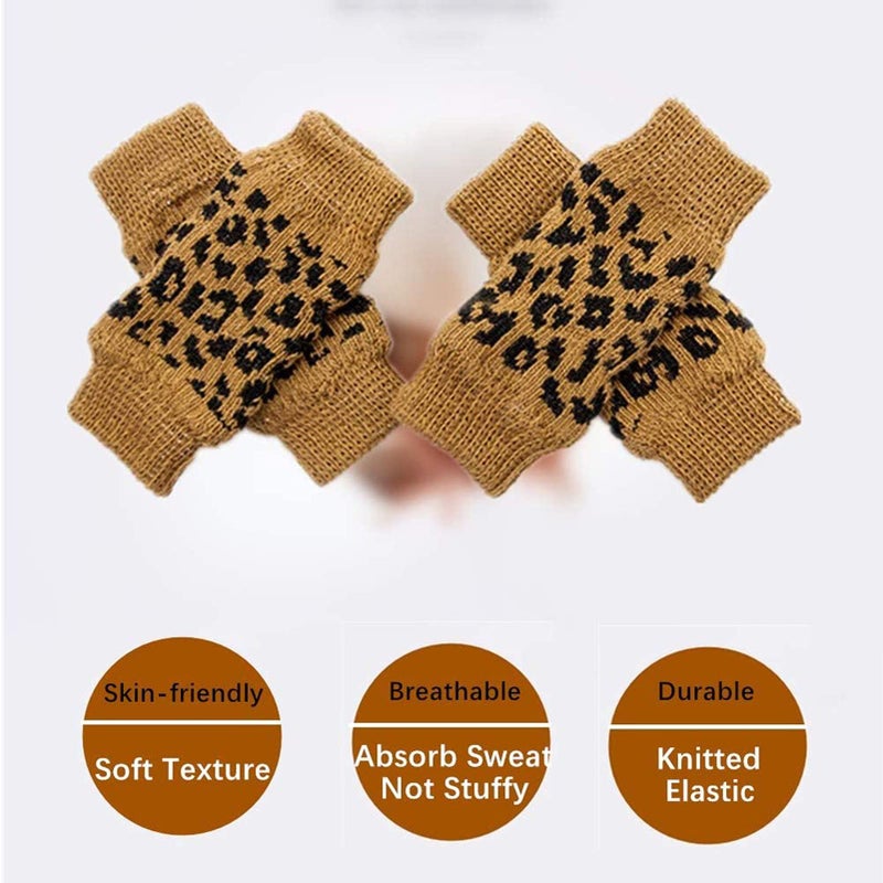 ROZKITCH Dog Front Leg Sleeve Rear Leg Sleeves 2PCS Front Leg and 2PCS Back Leg Knee, Dog Elbow Wrap, Dog Leg Warmer Wrap Protector, Pet Elastic Knitted Breathable Protective Socks Khaki L - Image 2